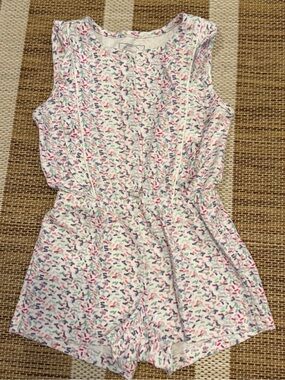 Girls' White Multicolor Sprinkle Print Sleeveless Romper
